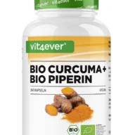 Vit4ever Biologische kurkuma + biologische piperine – 365 capsules – voorkant