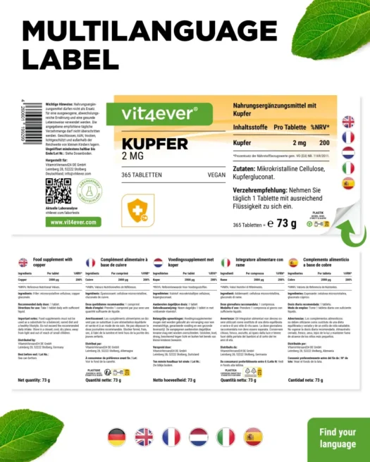 Vit4ever <br>Copper - 365 tablets - Image 3