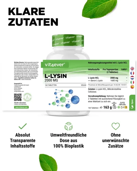 Vit4ever <br>L-lizyna – 160 tabletek - obrazek 2