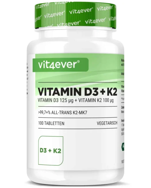 Vit4ever <br>Vitamin D3 5000 IU + K2 - 100 tablets