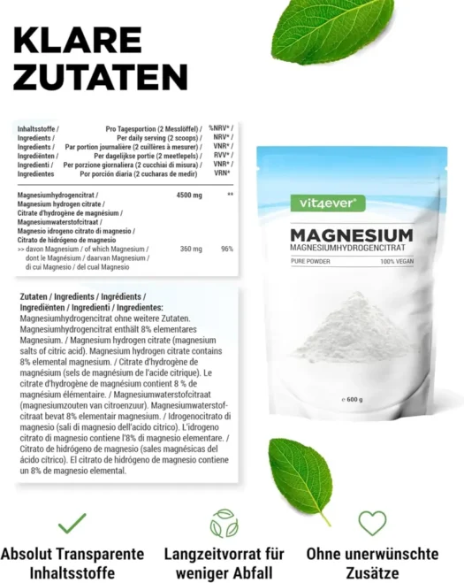 Vit4ever <br>Magnesiumhydrogencitrat - 600 g – Bild 2