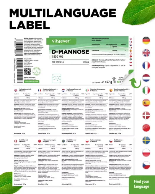 Vit4ever <br>D-Mannose - 180 capsules - Image 3