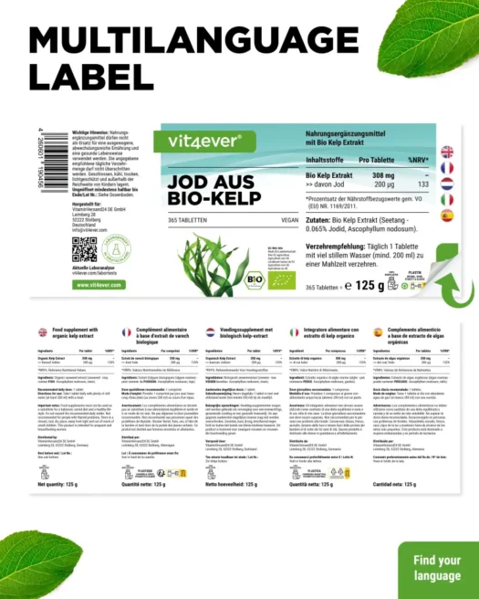 Vit4ever <br>Organic Kelp Extract (natural iodine) - 365 tablets - Image 3