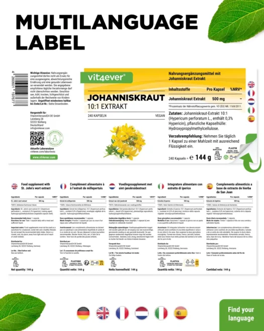 Vit4ever <br>St John's Wort Extract - 240 capsules - Image 3