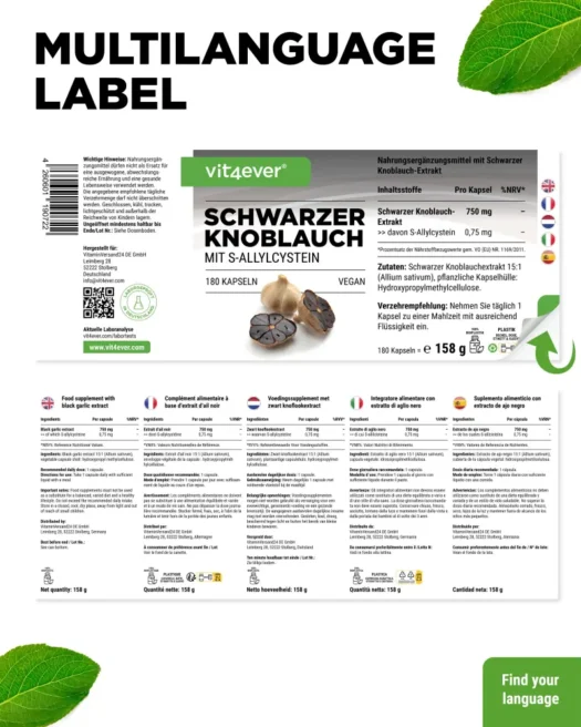 Vit4ever <br>Black garlic - 180 capsules - Image 3