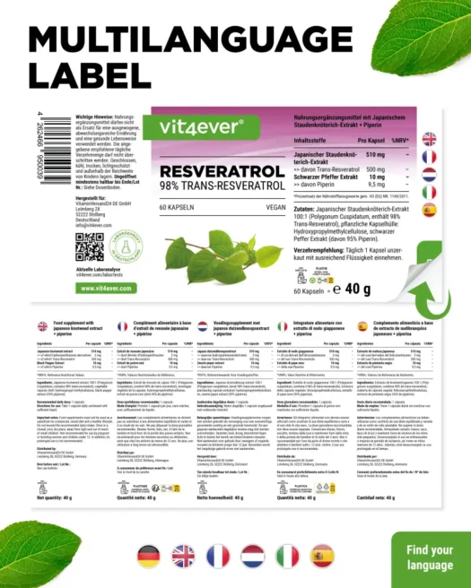 Vit4ever <br>Resveratrol - 60 capsules - Image 3