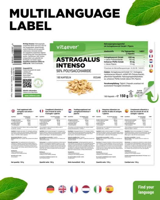 Vit4ever <br>Astragalus Intenso - 180 capsules - Image 3