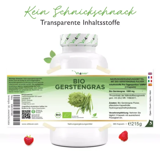 Vit4ever <br>Bio Gerstengras - 365 Kapseln – Bild 2