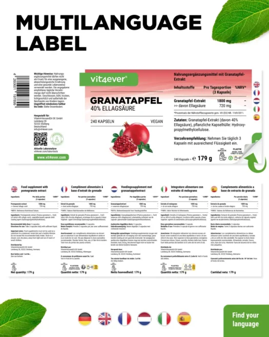 Vit4ever <br>Pomegranate extract - 240 capsules - Image 3