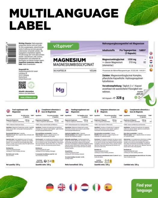 Vit4ever <br>Magnesium bisglycinate - 365 capsules - Image 3