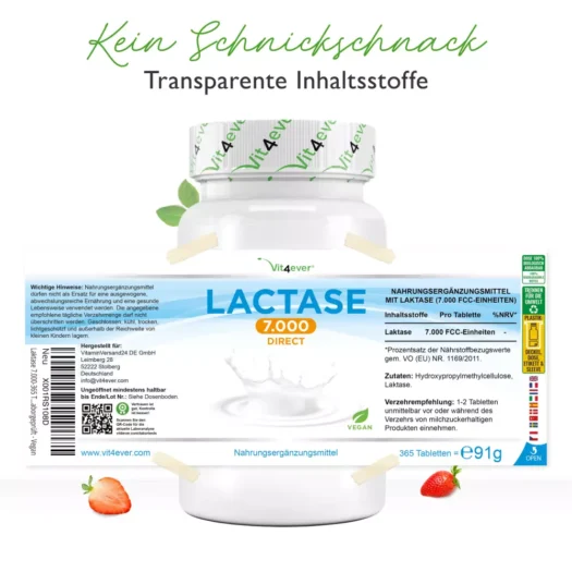 Vit4ever <br>Lactase 7000 direct - 365 Tabletten – Bild 2