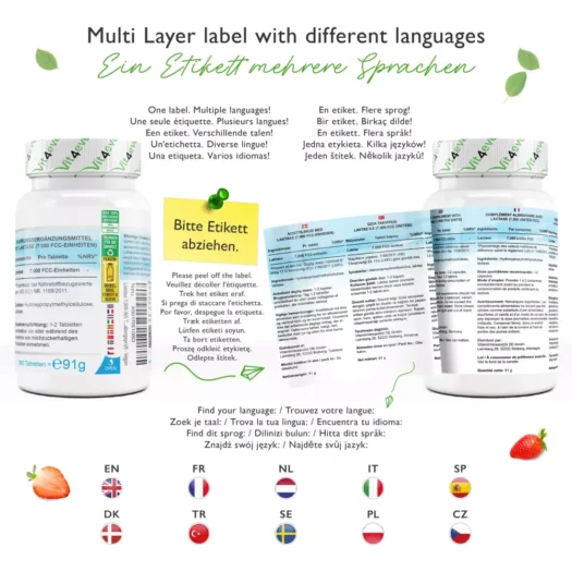 Vit4ever <br>Lactase 7000 direct - 365 Tabletten – Bild 3