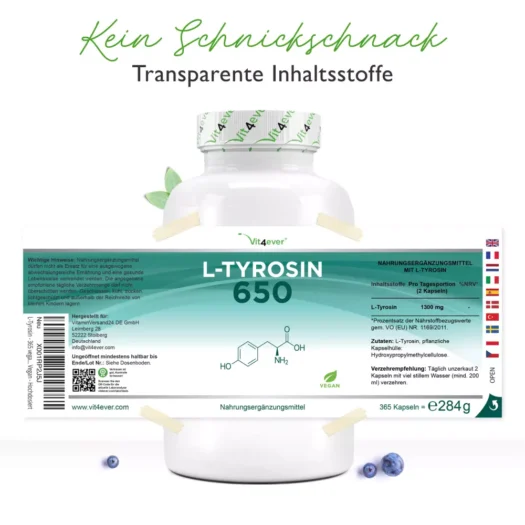 Vit4ever <br>L-Tyrosin - 365 Kapseln – Bild 2