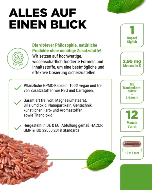 Vit4ever <br>Roter Reis Extrakt - 365 Kapseln – Bild 5