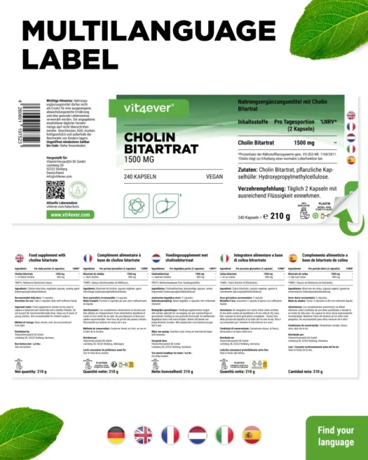 Vit4ever <br>Choline bitartrate - 240 capsules - Image 3