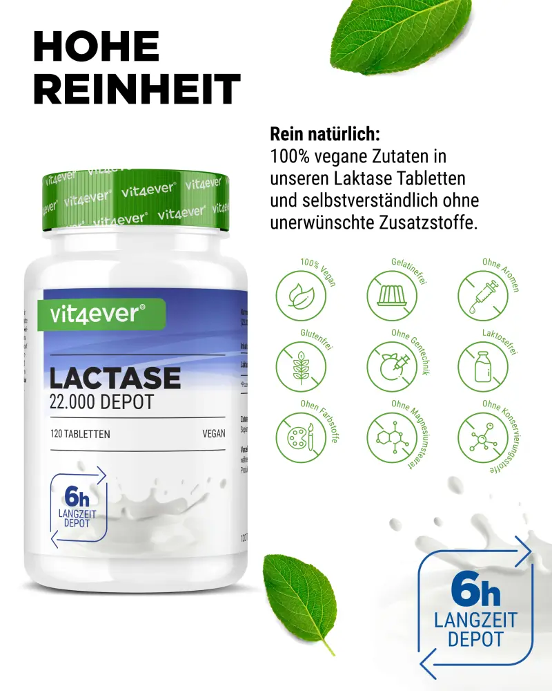 Vit4ever Lactase Depot 22000 – 120 tablets – purity & properties