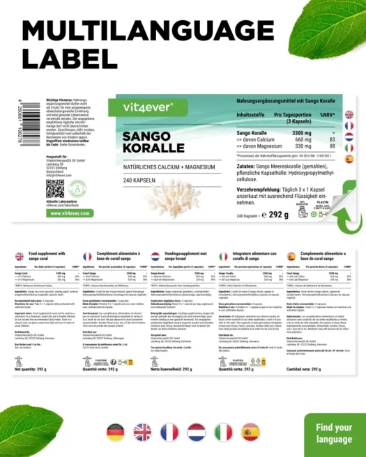 Vit4ever <br>Sango sea coral - 240 capsules - Image 3