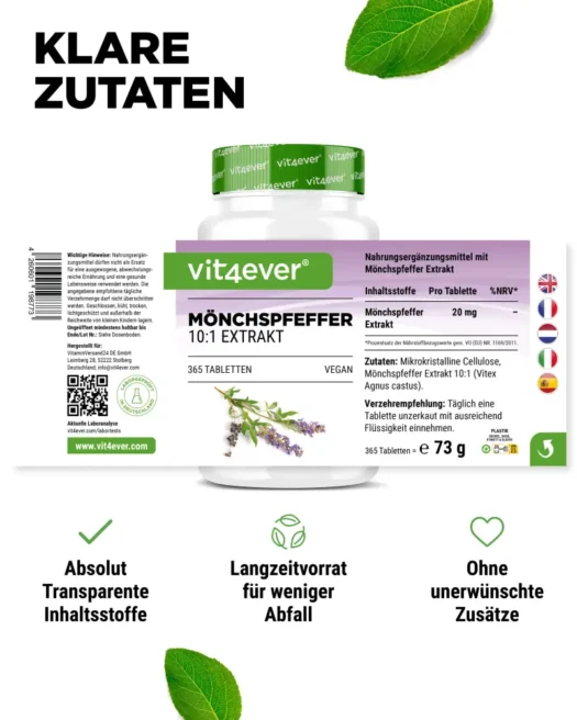 Vit4ever <br>Monk's pepper extract 10:1 - 365 tablets - Image 2