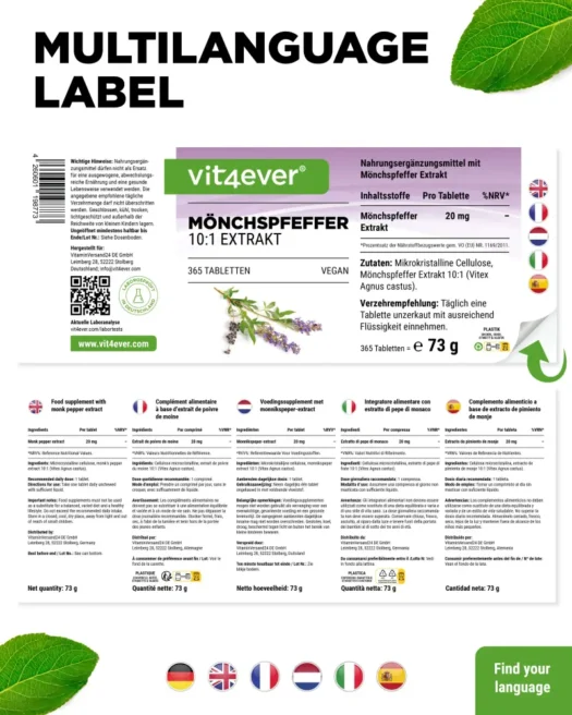 Vit4ever <br>Monk's pepper extract 10:1 - 365 tablets - Image 3