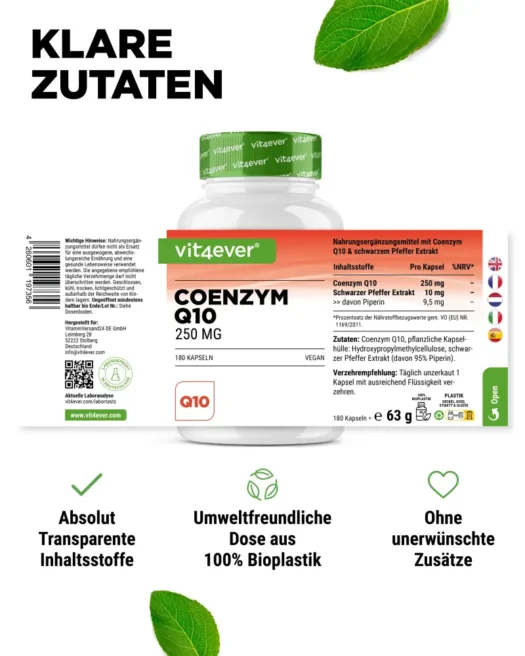 Vit4ever <br>Coenzym Q10 - 180 Kapseln – Bild 2