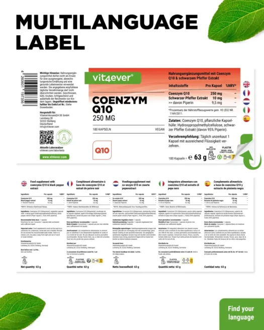 Vit4ever <br>Coenzym Q10 - 180 Kapseln – Bild 3