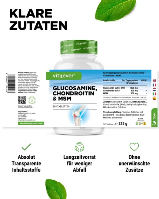 Vit4ever <br>Glucosamine + Chondroitin + MSM - 365 tablets - Image 2