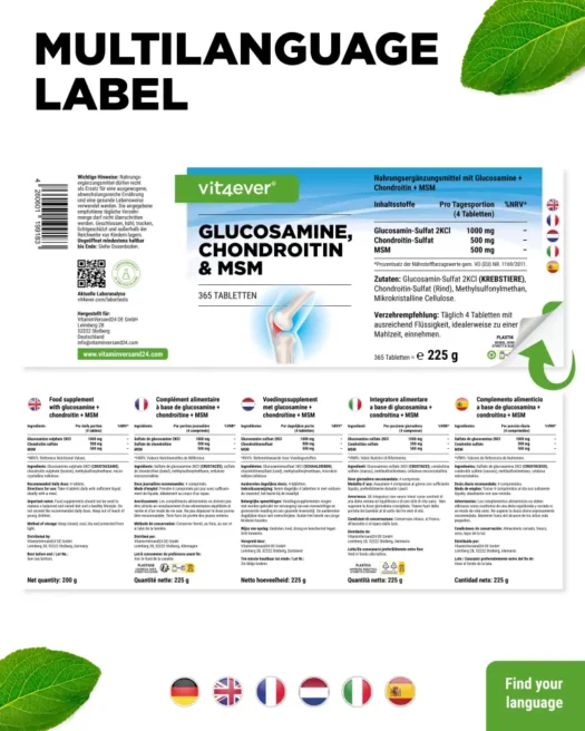 Vit4ever <br>Glucosamine + Chondroitin + MSM - 365 tablets - Image 3