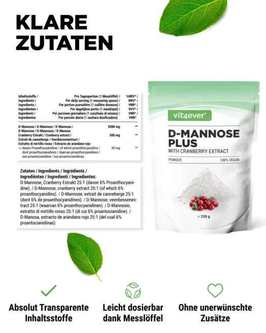Vit4ever <br>D-Mannose + Cranberry - 250 g - Image 2