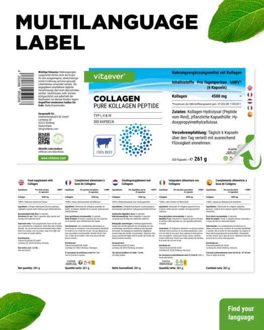 Vit4ever <br>Collagen Peptides - 300 capsules - Image 3